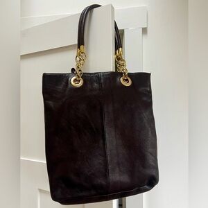 Dark Brown Leather Tote Bag